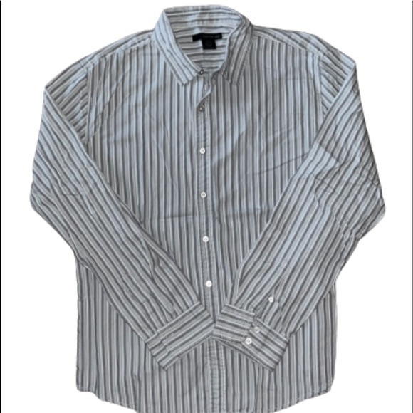 Calvin Klein Jeans Gray/White/Black Button Down Casual Dress Shirt Euc Size Xl